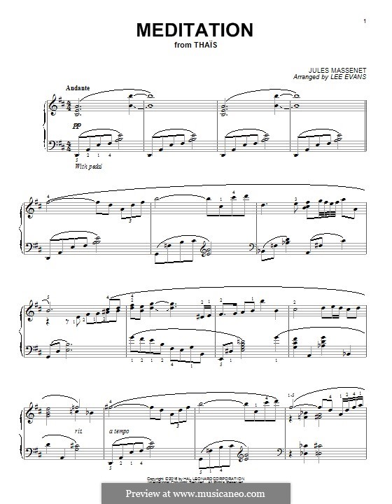 Meditation (printable scores): Для фортепиано by Жюль Массне
