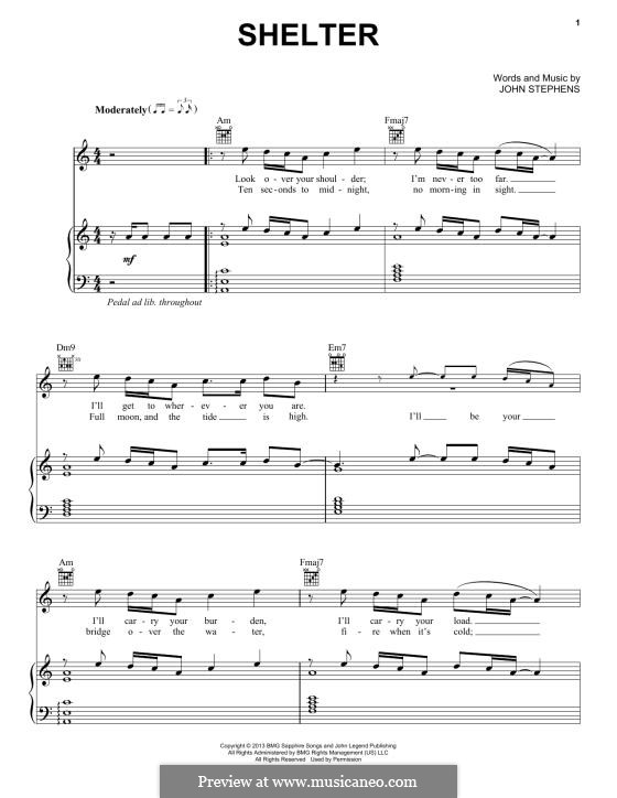 Shelter (John Legend): Для голоса и фортепиано (или гитары) by John Stephens