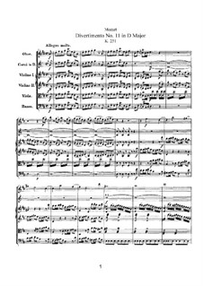 Дивертисмент No.11 ре мажор, K.251: Партитура by Вольфганг Амадей Моцарт