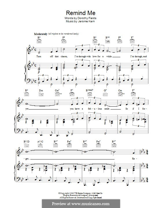 Remind Me (Ella Fitzgerald): Для голоса и фортепиано (или гитары) by Джером Керн