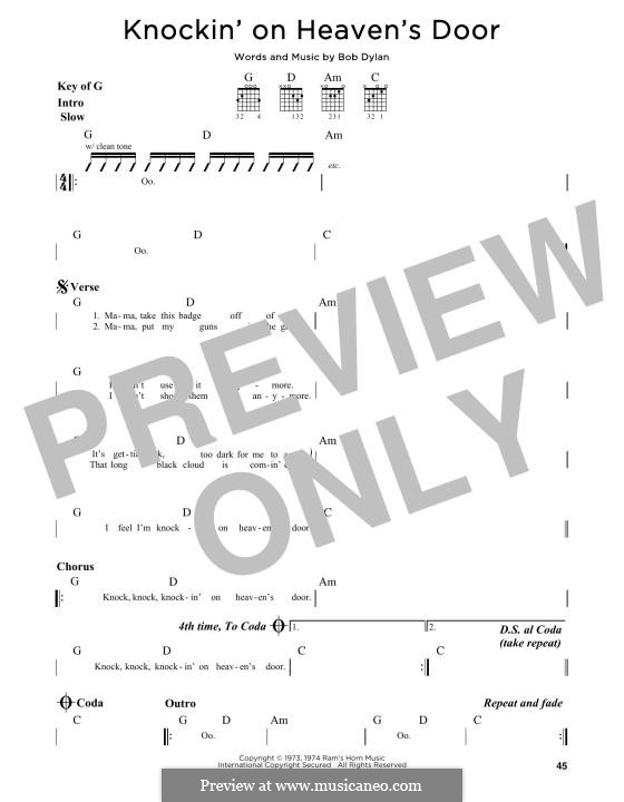 Knockin' on Heaven's Door: Lyrics and guitar tab by Bob Dylan