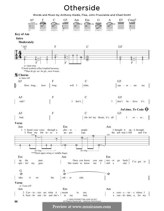 Otherside (Red Hot Chili Peppers): Для гитары by Flea, Anthony Kiedis, Chad Smith, John Frusciante