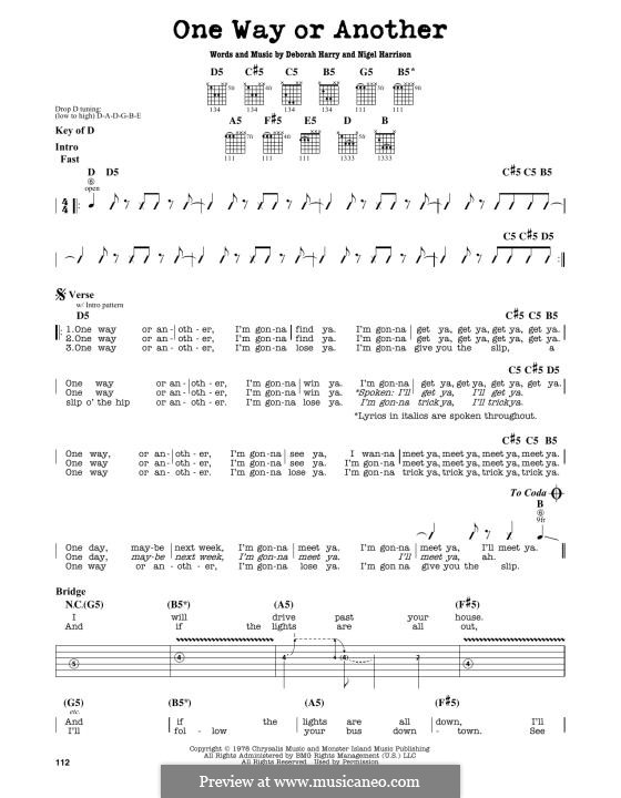 One Way or Another (Blondie): Для гитары by Deborah Harry, Nigel Harrison