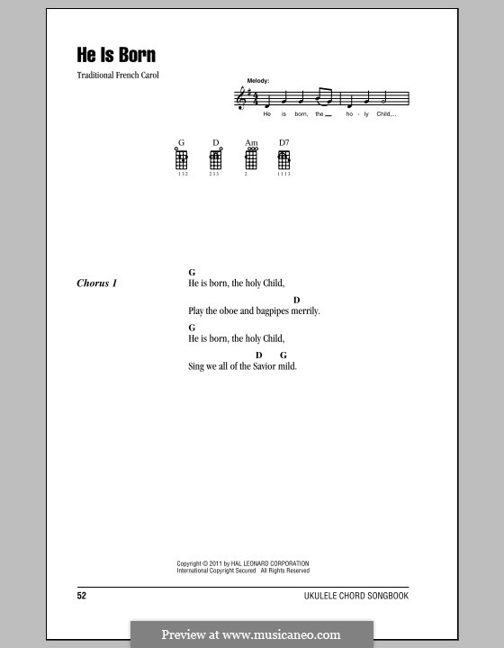 He is Born, the Holy Child (Il est ne, le divin enfant): Для укулеле by folklore