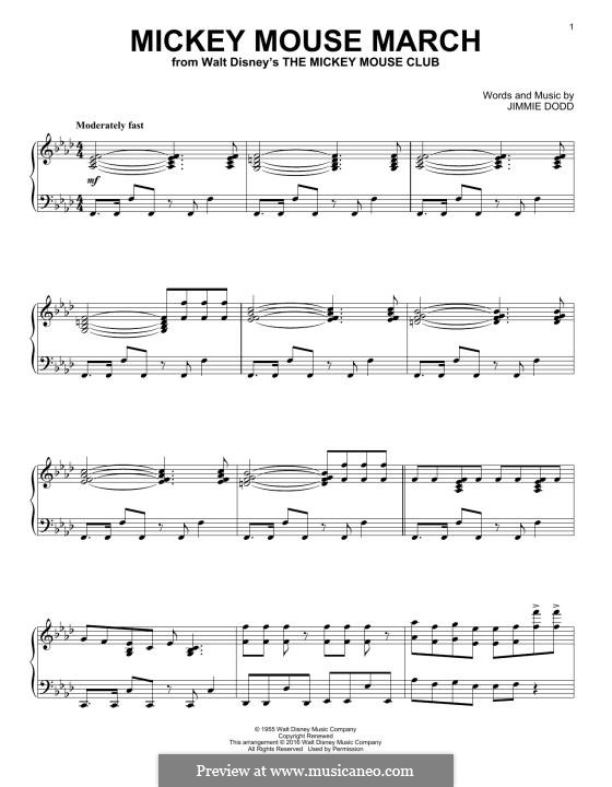 Mickey Mouse March (from The Mickey Mouse Club): Для фортепиано by Jimmie Dodd