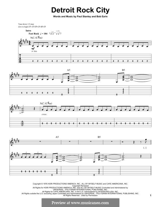 Detroit Rock City (KISS): Для гитары by Bob Ezrin, Paul Stanley