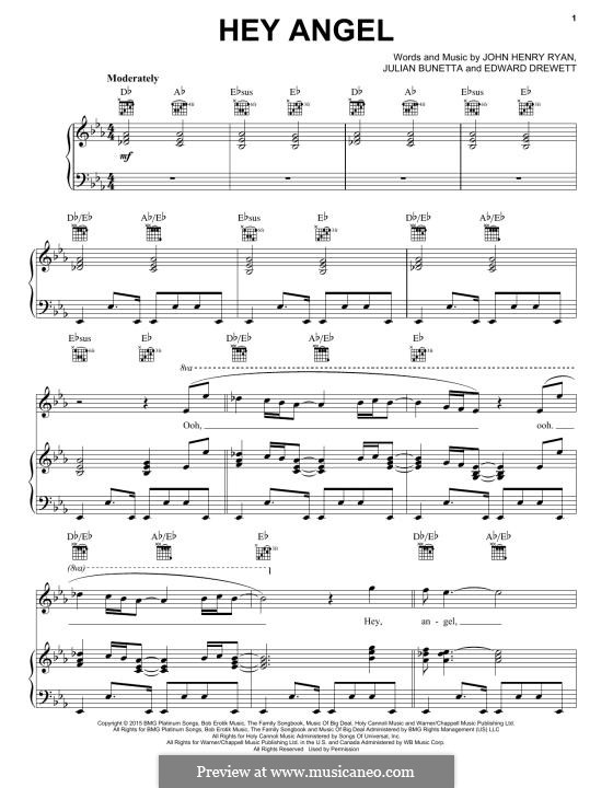 Hey Angel (One Direction): Для голоса и фортепиано (или гитары) by Ed Drewett, Julian Bunetta, John Henry Ryan