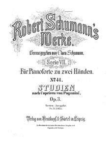 Этюды по каприсам Паганини, Op.3: Для фортепиано by Роберт Шуман