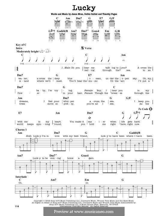 Lucky: Для гитары by Colbie Caillat, Jason Mraz, Timothy Fagan