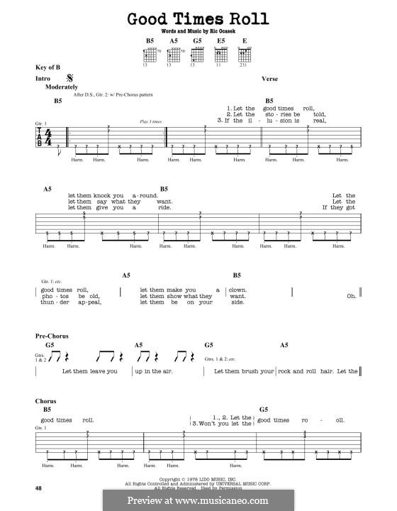 Good Times Roll (The Cars): Для гитары by Ric Ocasek