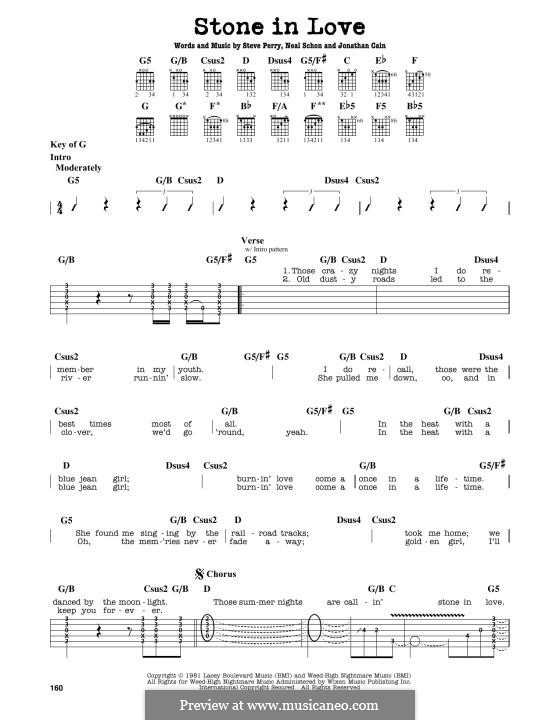 Stone in Love (Journey): Для гитары by Jonathan Cain, Neal Schon, Steve Perry