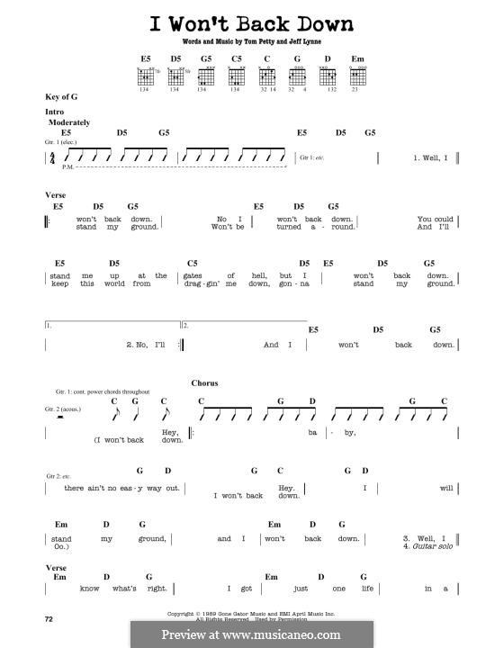 I Won't Back Down: Для гитары by Jeff Lynne