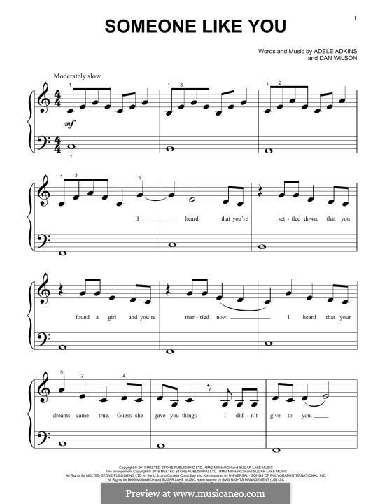Someone Like You: Для фортепиано (легкий уровень) by Adele, Daniel Wilson