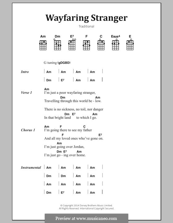 Wayfaring Stranger: Текст, аккорды by folklore