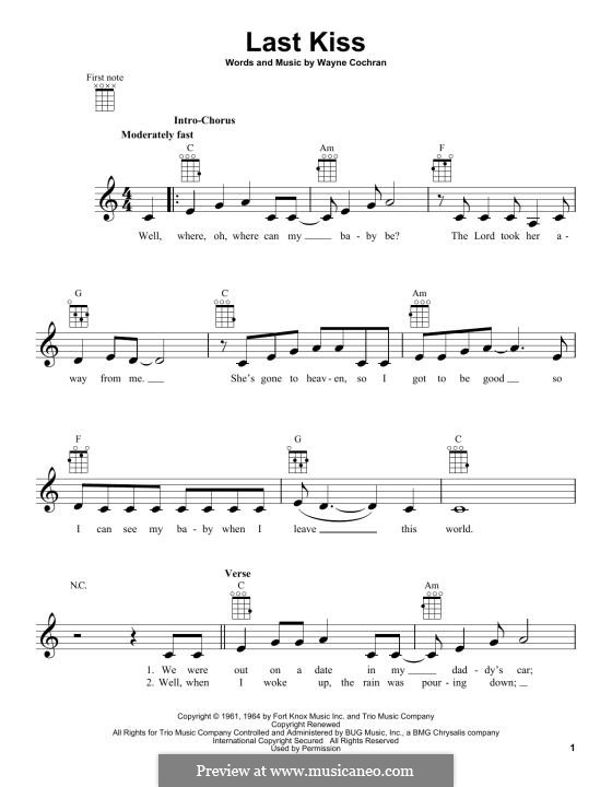 Last Kiss (J. Frank Wilson): Для укулеле by Wayne Cochran