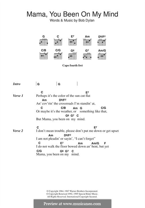 Mama, You Been on My Mind: Текст, аккорды by Bob Dylan
