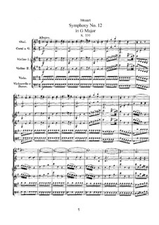 Симфония No.12 соль мажор, K.110: Партитура by Вольфганг Амадей Моцарт