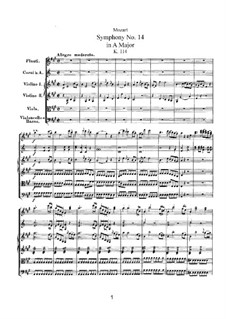 Симфония No.14 ля мажор, K.114: Партитура by Вольфганг Амадей Моцарт