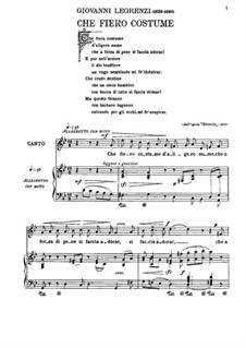 Che fiero costume: Version for voice and piano (G Minor) by Джованни Легренци