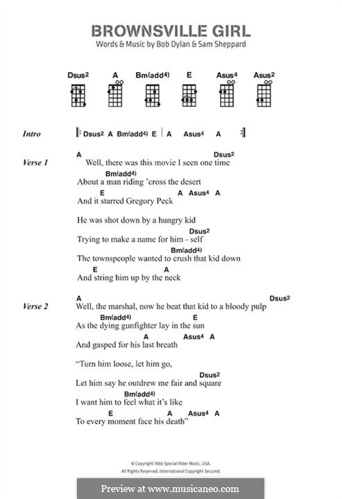 Brownsville Girl: Текст, аккорды by Bob Dylan, Sam Sheppard