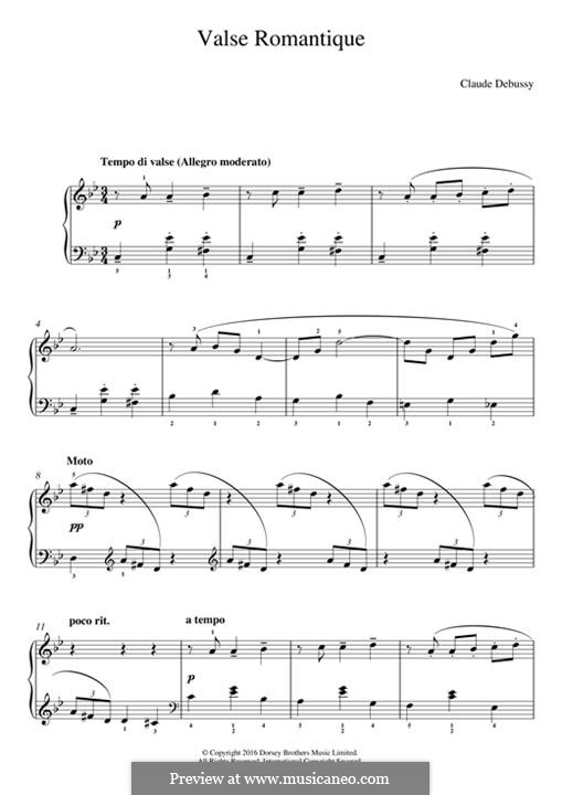 Романтический вальс, L.71: Для фортепиано by Клод Дебюсси