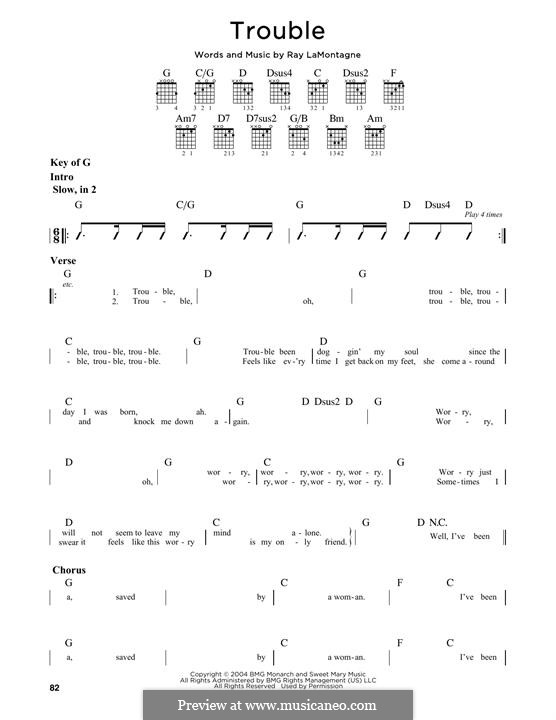 Trouble: Гитарная табулатура by Ray LaMontagne