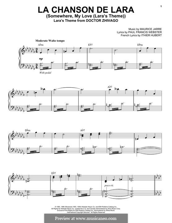 La Chanson de Lara / Somewhere, My Love (Lara's Theme): Для голоса и фортепиано by Maurice Jarre