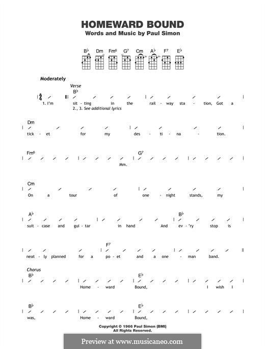 Homeward Bound (Simon & Garfunkel): Для укулеле by Paul Simon