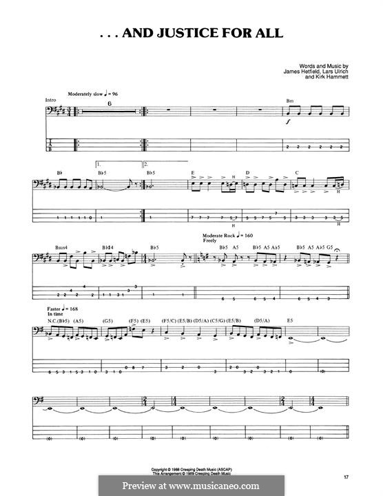 ...And Justice for All (Metallica): Для бас-гитары с табулатурой by James Hetfield, Kirk Hammett, Lars Ulrich