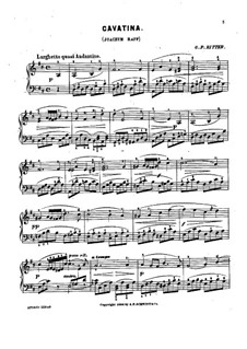Шесть пьес для скрипки и фортепиано, Op.85: No.3 Каватина. Версия для фортепиано  by Иоахим Рафф