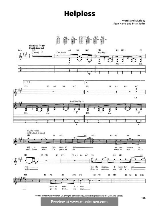Helpless (Metallica): Гитарная табулатура by Brian Tatler, Sean Lindon Harris