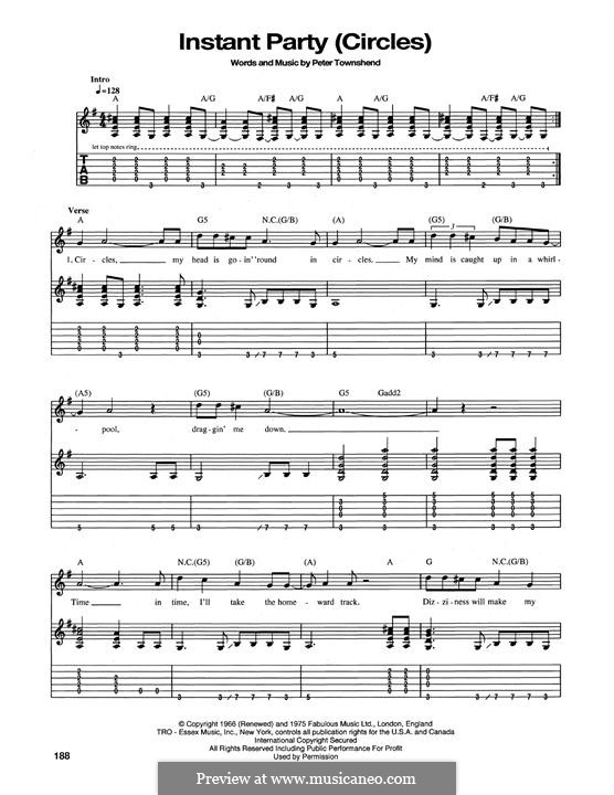 Instant Party / Circles (The Who): Гитарная табулатура by Peter Townshend