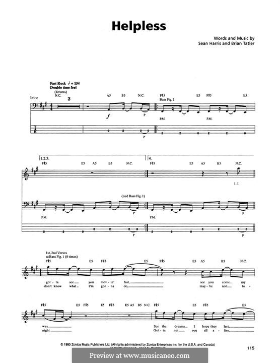 Helpless (Metallica): Для бас-гитары с табулатурой by Brian Tatler, Sean Lindon Harris