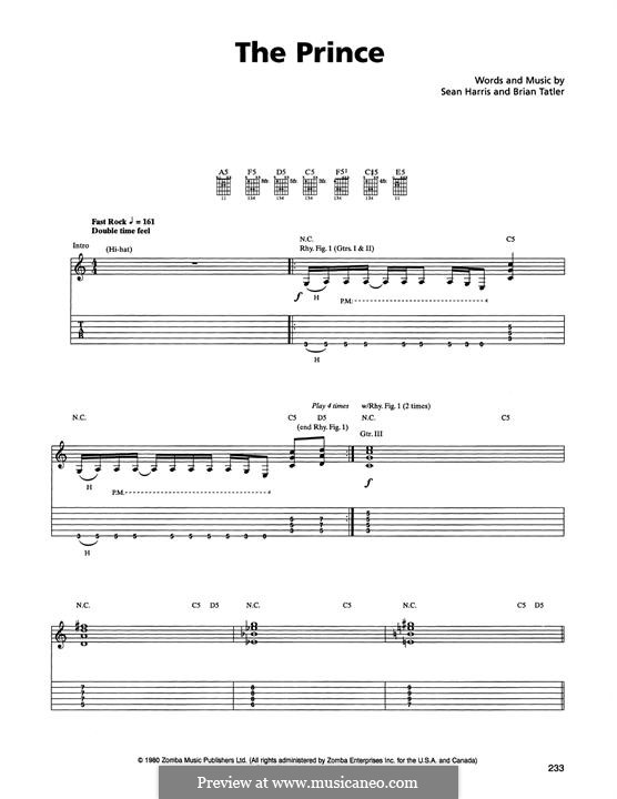 The Prince (Metallica): Гитарная табулатура by Brian Tatler, Sean Lindon Harris