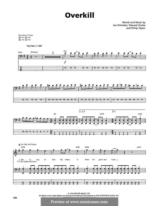 Overkill (Metallica): Для бас-гитары с табулатурой by Edward Clark, Ian Kilmister, Philip Taylor