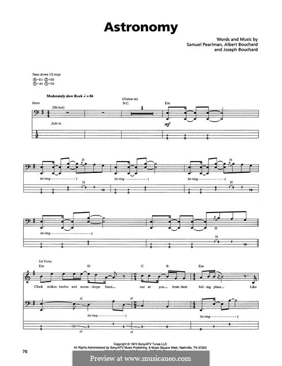 Astronomy: For bass guitar with tab (Blue Oyster Cult) by Albert Bouchard, Joseph Bouchard, Sandy Pearlman