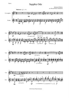 Пять песен, Op.94: No.4 Sapphic Ode, for cor anglais and guitar by Иоганнес Брамс