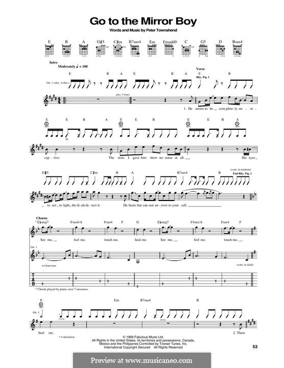 Go to the Mirror (The Who): Гитарная табулатура by Peter Townshend