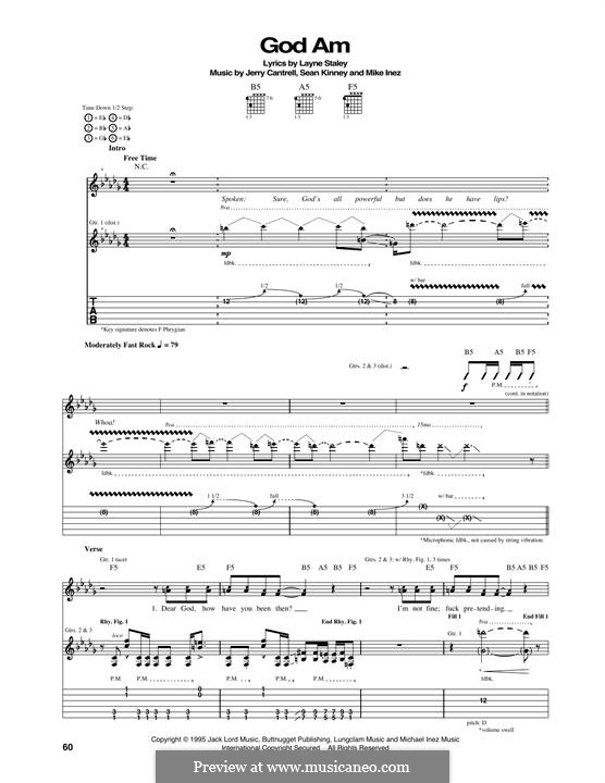God am (Alice in Chains): Гитарная табулатура by Jerry Cantrell, Michael Inez, Sean Kinney