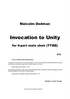 Invocation to Unity, MMC20: Invocation to Unity by Malcolm Dedman