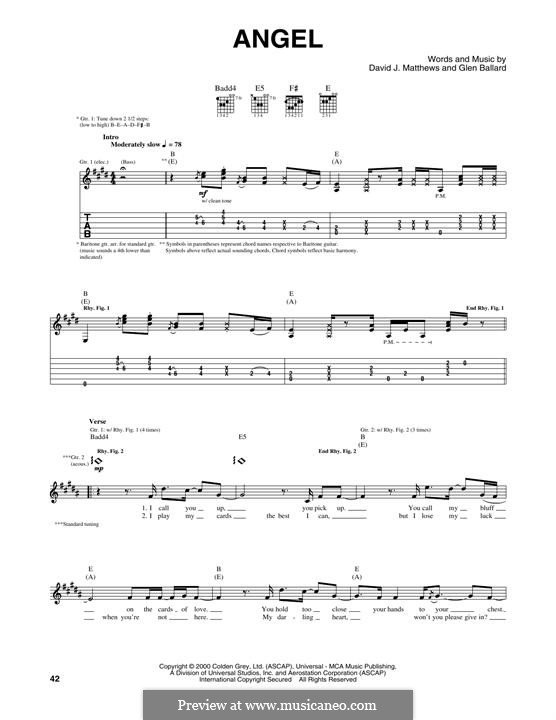 Angel (Dave Matthews Band): Гитарная табулатура by David J. Matthews, Glen Ballard