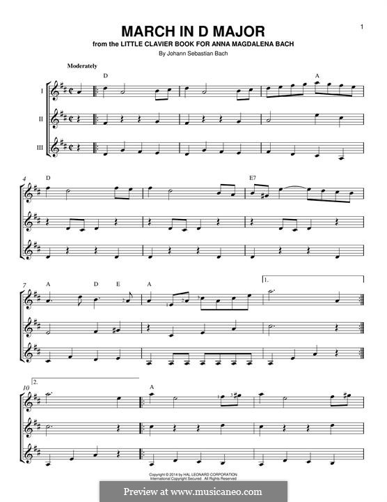 No.16 Марш ре мажор, BWV Anh.122: For any instrument by Иоганн Себастьян Бах