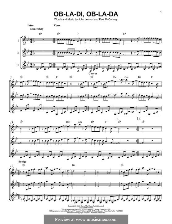 Instrumental version: For any instrument by John Lennon, Paul McCartney