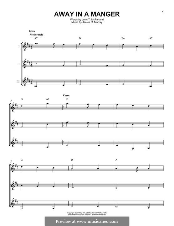 Away in a Manger (Printable Scores): For any instrument by Джеймс Р. Мюррей