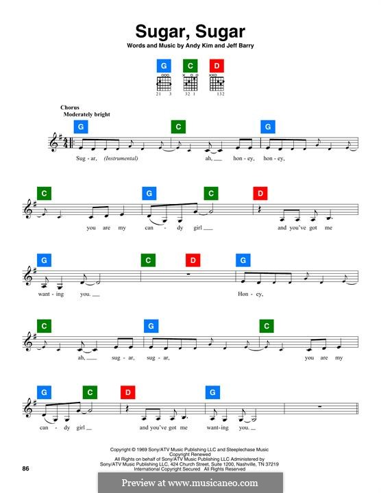 Sugar, Sugar (The Archies): Текст, аккорды by Andy Kim, Jeff Barry