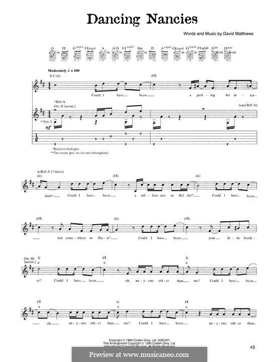 Dancing Nancies (Dave Matthews Band): Гитарная табулатура by David J. Matthews