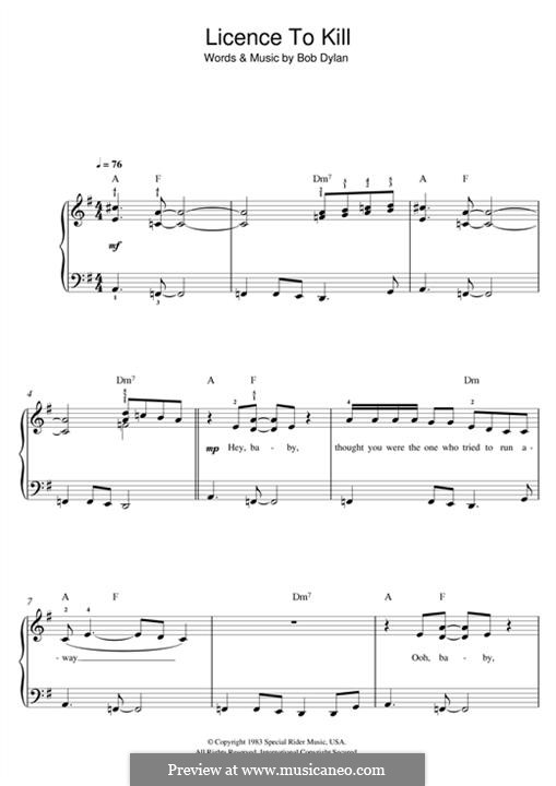 Licence to Kill: Для фортепиано by Bob Dylan