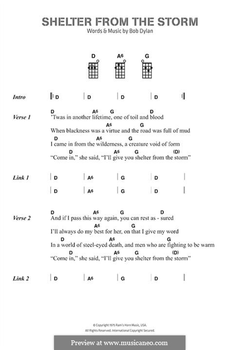 Shelter from the Storm: Текст, аккорды by Bob Dylan
