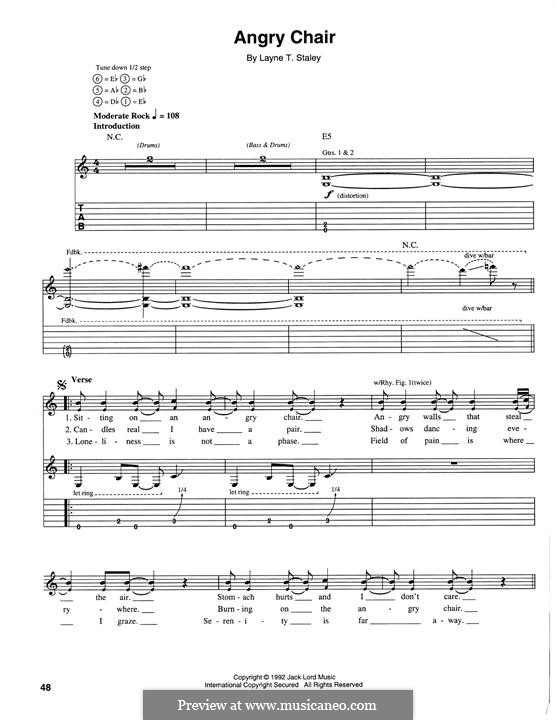 Angry Chair (Alice in Chains): Гитарная табулатура by Layne Staley