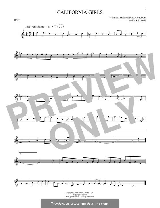California Girls (The Beach Boys): For horn by Brian Wilson, Mike Love